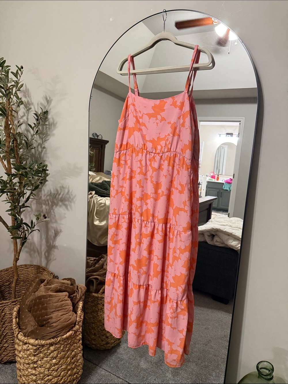 Sanctuary Pink and Orange Smocked Dress Top